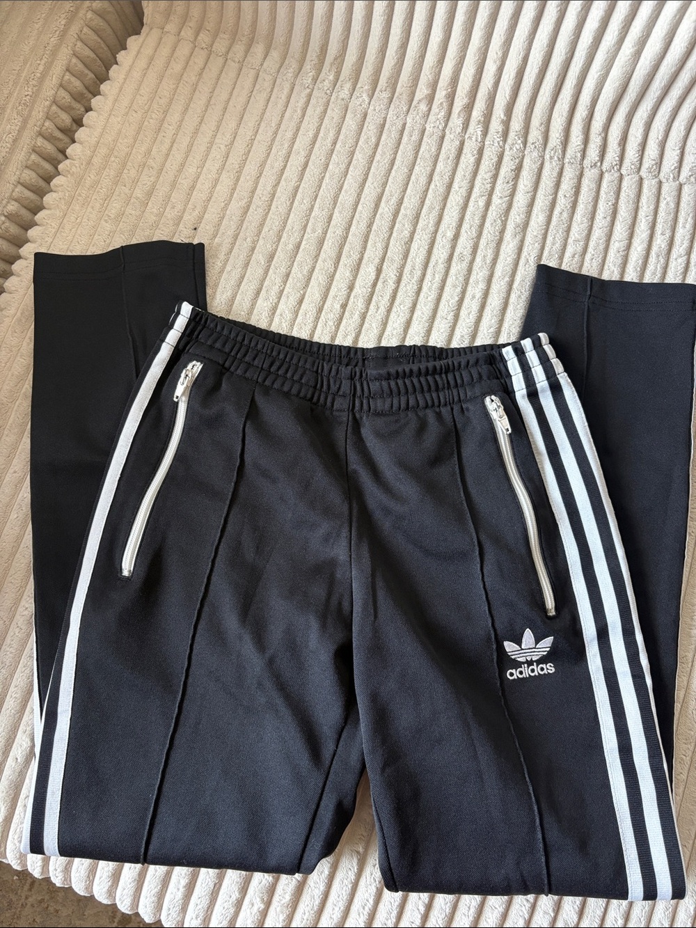 adidas Black Jogger Pants with White Three-Stripes and two pockets